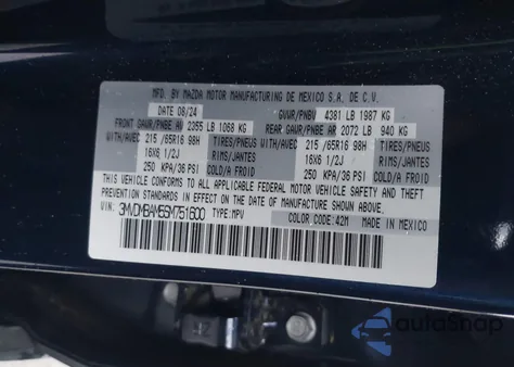 2025 Mazda Cx-30 2.5 S z USA, uszkodzony, nr VIN 3MVDMBAM5SM751600